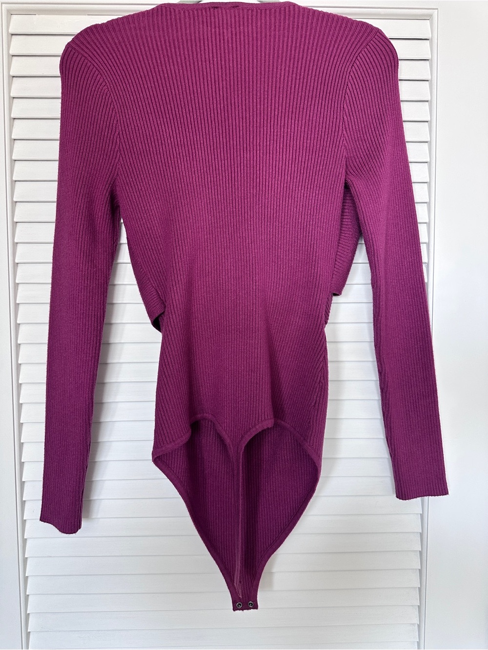 Abercrombie & Fitch Ribbed Magenta/Berry Long Sleeve Bodysuit Size L - Picture 6 of 16